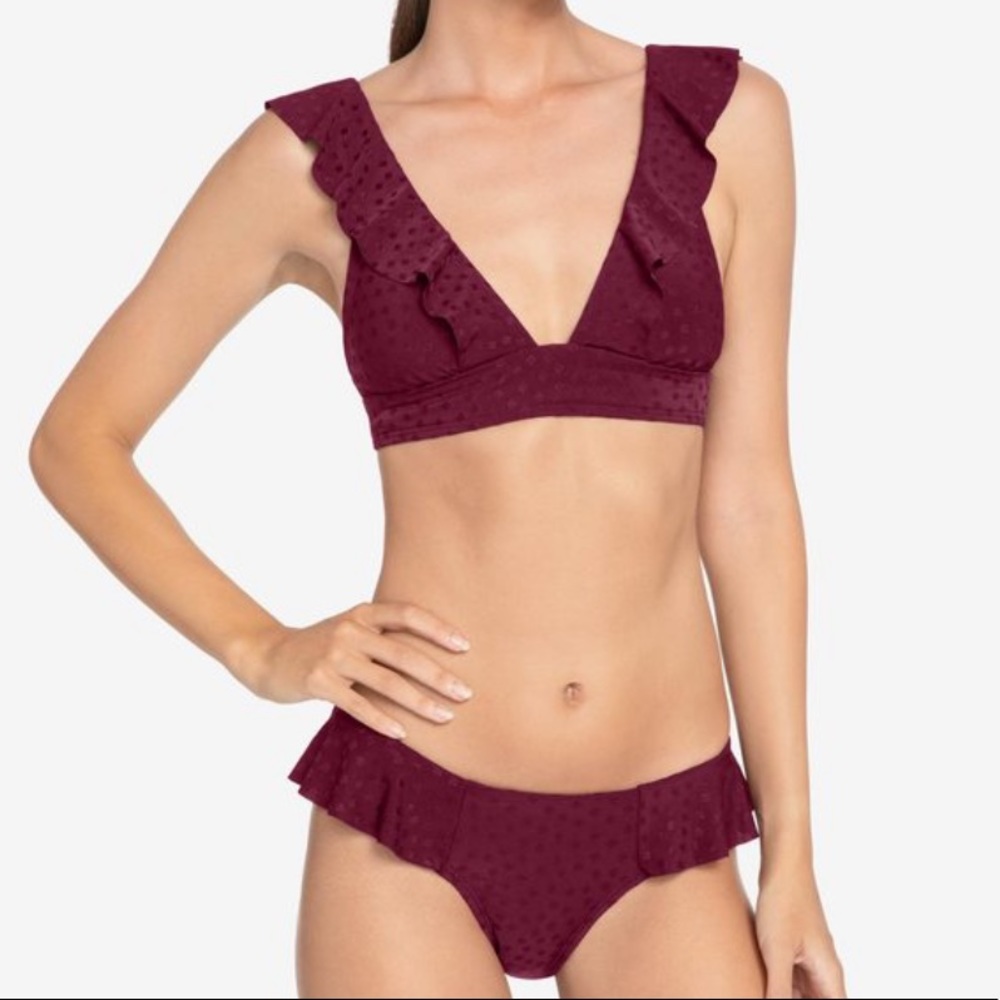 JULIANNA RUFFLE V-NECK BIKINI TOP